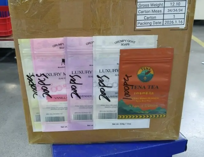 Labeled Boxes of Custom Mylar Bags Ready for Client delivery